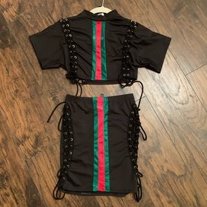 gucci two piece skirt set